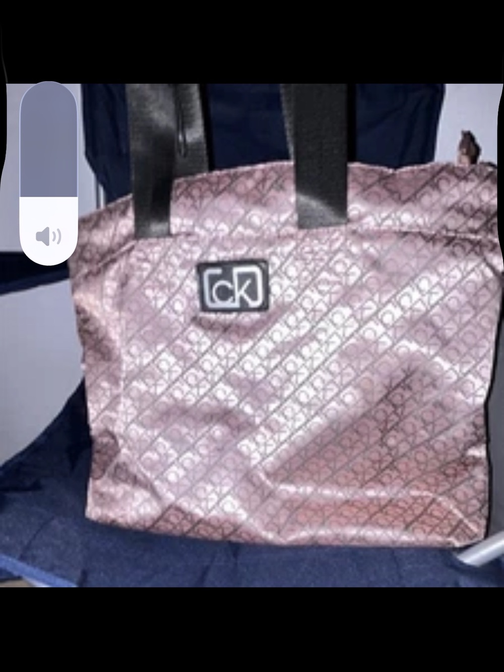 Calvin Klein Pink Monogram Tote with Black Handles